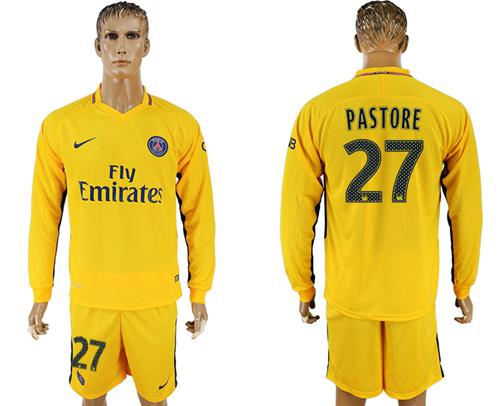 Paris Saint-Germain #27 Pastore Away Long Sleeves Soccer Club Jersey